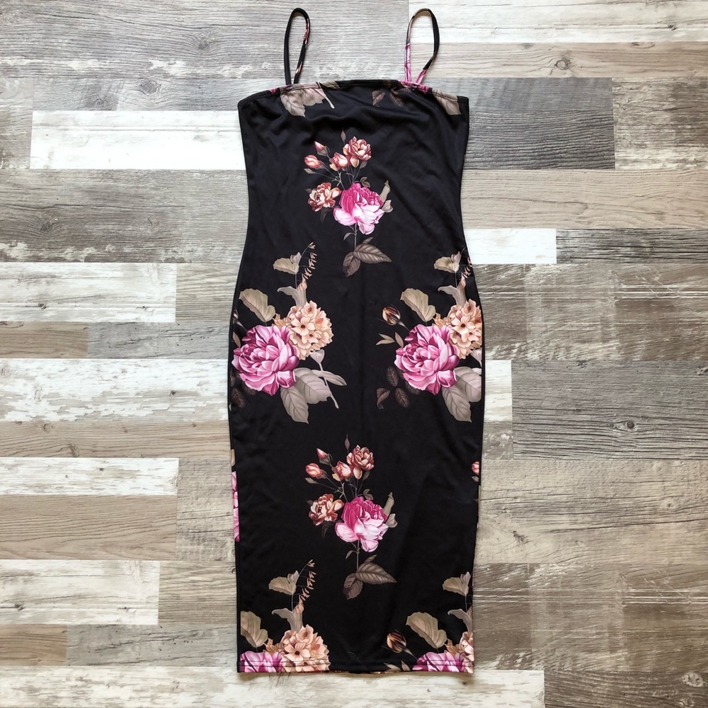 GUC SHEIN Midi Bodycon Cami Floral Print Dress